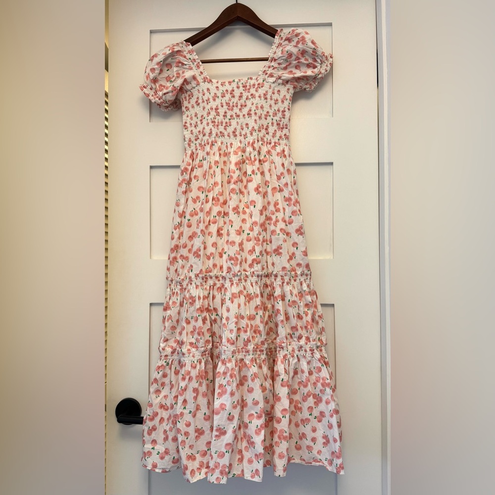 Smocked Peach Print Dress